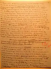 manuscrit original avec écriture et ratures ; brouillon de Bourget. Signature.