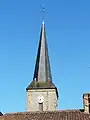 Flèche octogonale à égout retroussé de plan carré de l'église de Boussais (Deux-Sèvres).