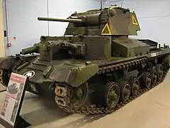Char Cruiser Mk I (Bovington Tank Museum) : rapide mais peu blindé.