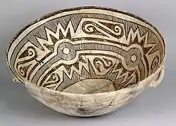 Ceramic bowl with geometric design inside from Chaco Canyon in New Mexico, Pueblo III Era