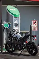 Electric motorcycle at an AeroVironment station