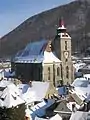 L'église noire en hiver.