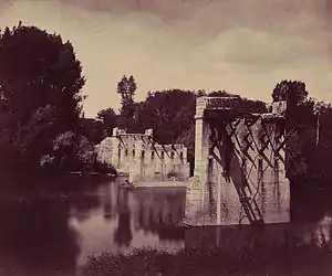 Pont de Champigny-sur-Marne après sa destruction le 12 septembre 1870