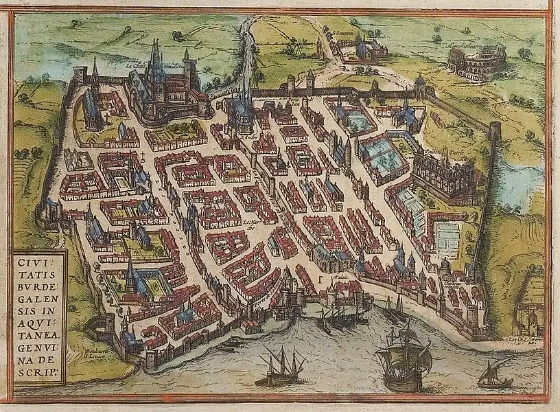 Plan de Bordeaux au XIVe siècle.