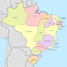 Une carte montrant l'Empire du Brésil et ses provinces
