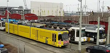 18 mars 2016 Motrice 6102 de De Lijn transformée en motrice de service.