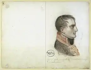 Napoléon Bonaparte, premier Consul, de profil, tourné à droite, château de Versailles.