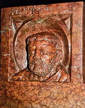 Détail du sarcophage de Berardo Maggi, Duomo Vecchio de Brescia : saint Pierre.