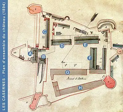 Plan d’ensemble du château (1894).