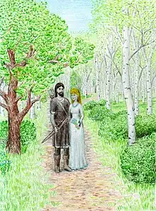 Turambar et Níniel dans la forêt de Brethil