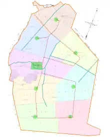 Carte d'un domaine séparé en plusieurs unités de couleurs différentes.