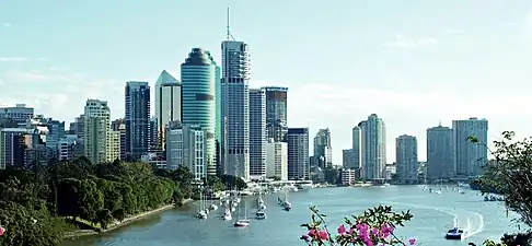 La métropole de Brisbane, centrée sur le fleuve Brisbane.