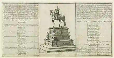 La statue en 1635, estampe de Pierre Brissart.