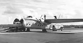 Un Bristol Superfreighter de la Silver City Airways à l'aéroport de Southampton en 1954.