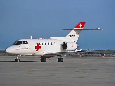 BAe 125 800B (HB-VIK) à l'aéroport de Faro au Portugal en 1993