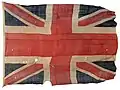 Drapeau hissé par le HMS Spartiate lors de la bataille de Trafalgar. Comme beaucoup de drapeaux faits à la main, le design est imparfait. (Zaricor Flag Collection)