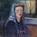 Femme avec foulard bleu (date inconnue)