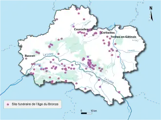 Carte en couleur indiquant par des points l'emplacement des sites