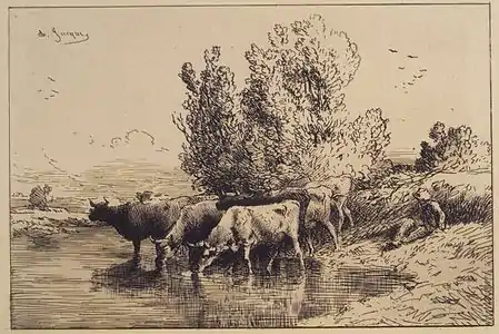 Vaches (vers 1865), eau-forte, New York, Brooklyn Museum.