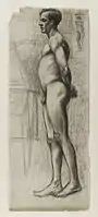 Male Nude, vers 1903/1904, graphite et fusain sur papier crème moyennement épais, modérément texturé, 61 × 24,4 cm, Brooklyn Museum.