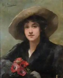 Portrait de femme aux coquelicots ou anémones, (c1900), Musée d'Art et d'Histoire de Lisieux