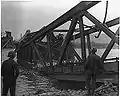 Le pont de Remagen le 17 mars 1945 après son effondrement.