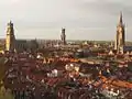 Les trois tours de Bruges: la cathédrale Saint-Sauveur, le beffroi et l'église Notre-Dame.