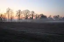 Photographie d'un champ gelé en Mayenne.