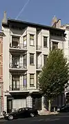 Bruxelles, rue Franklin, 76-80 (Maison de rapport, style éclectique teinté d' Art nouveau géométrique) (1907).