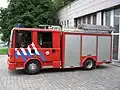 Une autopompe des pompiers de Bruxelles, en Belgique, sur châssis Dennis.