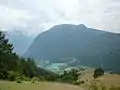 Panorama des trois villages en été, vus de l'Alpe Salomon.