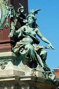 La Magistrature communale, 1897, détail de la fontaine Anspach, Bruxelles, place de Brouckère.