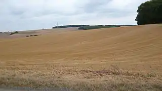 La campagne vallonnée environnante du village.