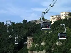 Cabines sur la ligne devant la Forteresse d'Ehrenbreitstein.