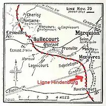 Carte de la Ligne Hindenburg en 1917.