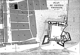 Plan du château Trompette en 1615.