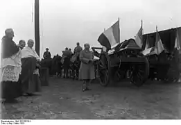 Discours du général Degoutte à Gelsenkirchen-BuerGelsenkirchen-Buer devant les cercueils d'officiers français, en mars 1923.