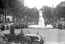 Statue de la Liberté, inaugurée à Mayence en 1930 par le président du Reich, retirée par les nazis en 1933, puis détruite.