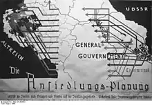 Colonisation dans le Wartheland des minorités allemandes de la Pologne orientale dévolue à l'URSS (Bundesarchiv).