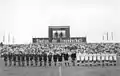 Match au stade entre le Dynamo Francfort et le Gwardia Cracovie en 1953