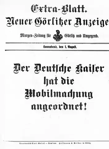 Der Deutsche Kaiser hat die Mobilmachung angeordnet! (« L'empereur d'Allemagne a ordonné la mobilisation ! »), 1er août 1914.