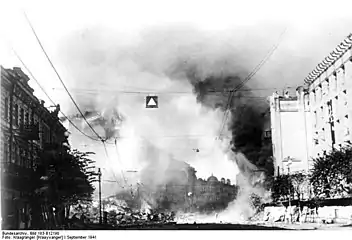 Incendie de la rue principale de Kiev en 1941