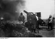 Canon de 150 mm de fabrication allemande en action aux Dardanelles, 1915