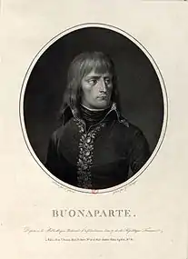 Buonaparte gravure de Franz Gabriel Fiesinger, dessin de Jean Urbain Guérin, 1799. Paris, Bibliothèque nationale de France département des estampes