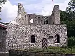 Ruine du château de Lippspringe (de) près de l'exsurgence du Lippe (de)