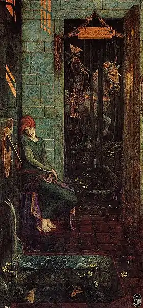 Yvain quittant Laudine, d'après une peinture d'Edward Burne-Jones.