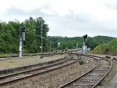 Les voies en direction de Felletin et Montluçon.