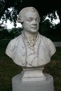 Détail du Monument à Pierre Poivre, jardin de l'État de Saint-Denis de La Réunion.