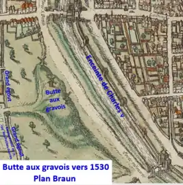 Butte de Bonne Nouvelle en 1530 (plan Braun)