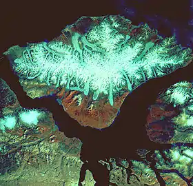 Image satellite de l'île Bylot.